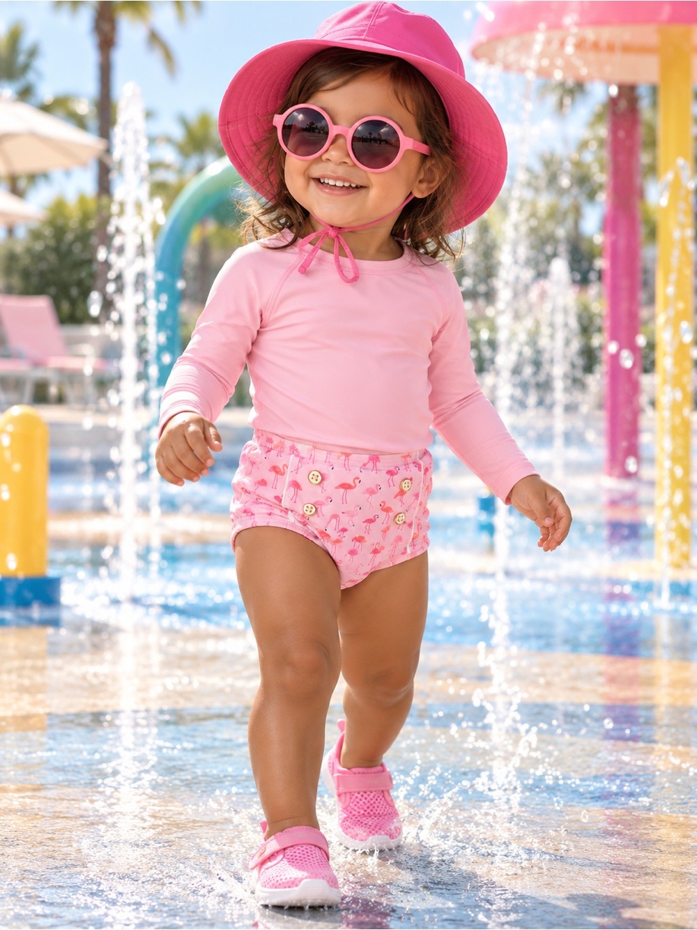 Janie and Jack Pink Flamingo Swim Bottoms